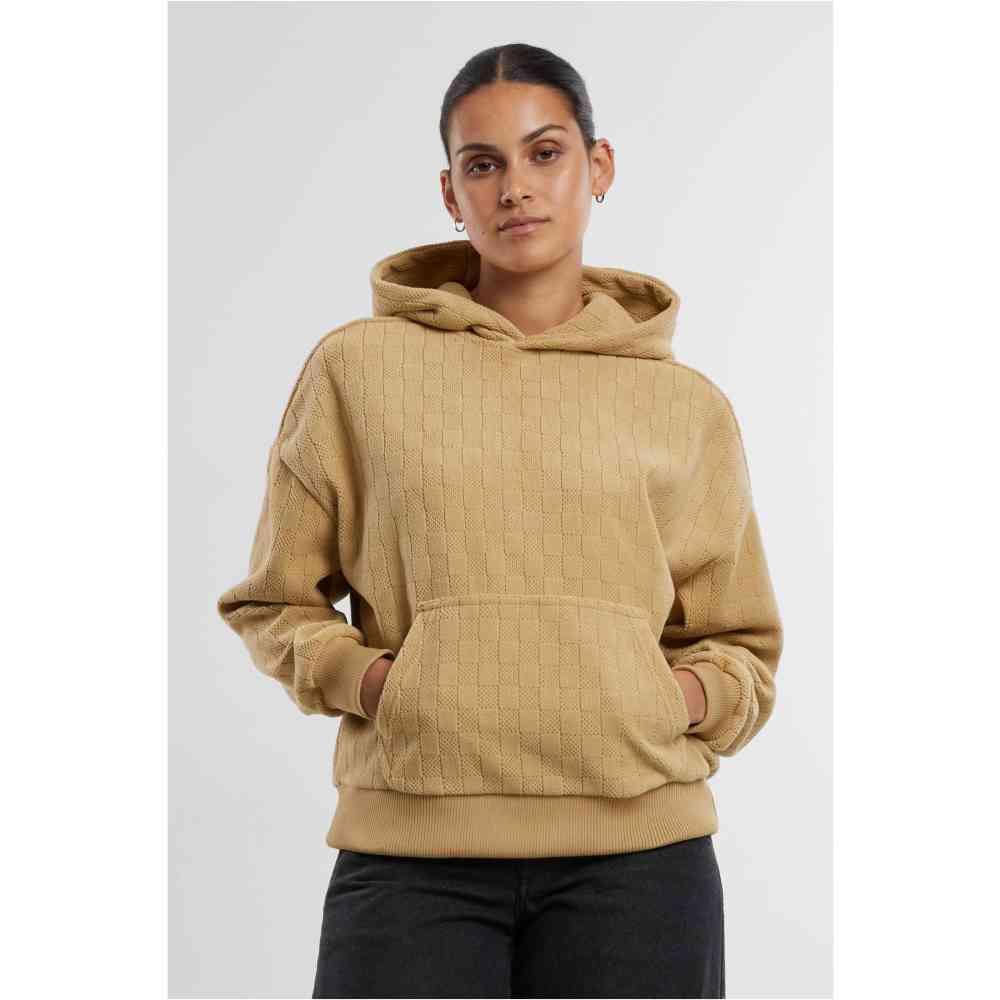 Urban Classics - Jacquard Velvet Oversized Hoodie - Beige
